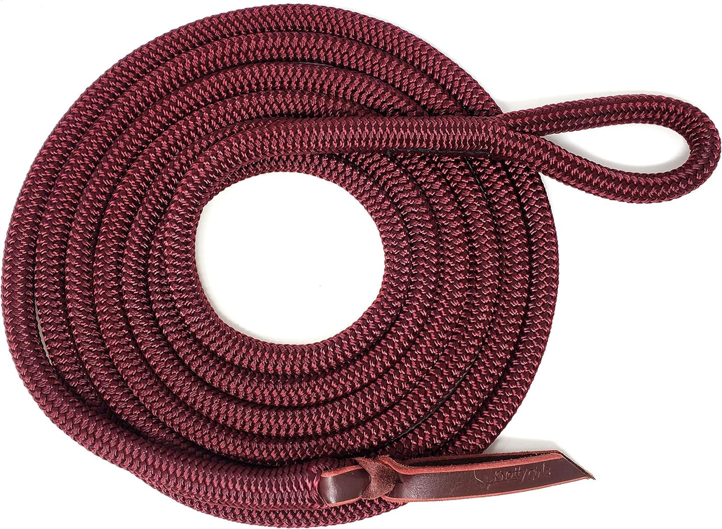 Double Braid Lead Rope with Eye Splice Loop, 12-14FT Lengths (Burgundy, 14 ft.)