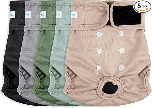 5Pcs Washable Reusable Female Dog Diapers Puppy Doggy Doggie Diapers for Female Dogs Small Medium Large Period Panties in Heat, Small
