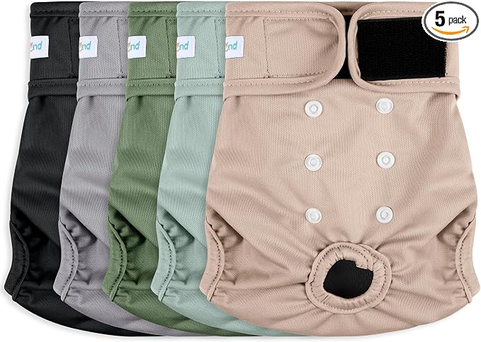 5Pcs Washable Reusable Female Dog Diapers Puppy Doggy Doggie Diapers for Female Dogs Small Medium Large Period Panties in Heat, Large