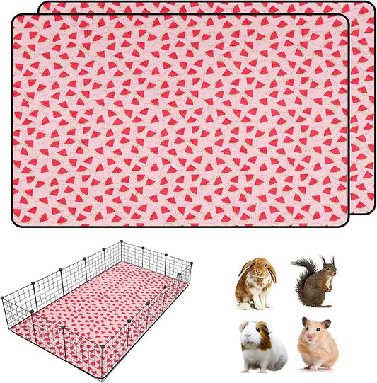 2 PCS Guinea Pig Cage Liner, Reusable Waterproof Guinea Pig Liner, Washable Small Animals Bedding, Super Absorbent Pet Pee Pads Guinea Pig Mats, Rabbit Mats for Cages (36 * 60 inch)