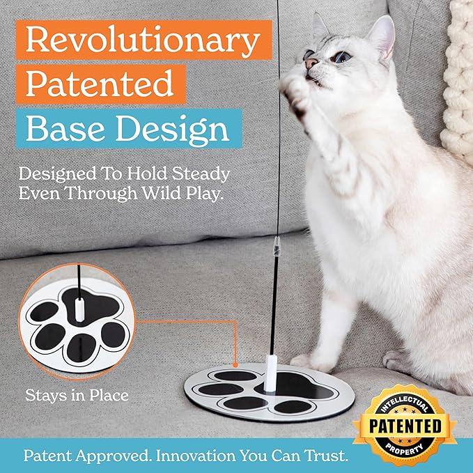 18-Piece Interactive Cat Toys for Indoor Cats, Cat Stuff Heavy Duty Self-Holding Floor Base & Suction Cup - Durable Feather Wand Bird Simulation Self Play Kitten Toys for Bored Adult Cats Juguete Gato