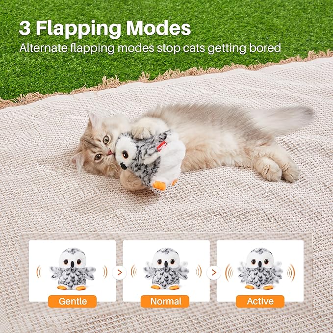 Potaroma 3 Pack Silvervine Cat Chew Toys and Flapping Snowy Owl