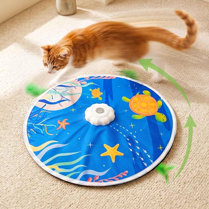 Interactive Cat Toys with 20 PCS Cat Toys, Automatic Cat Toy Touch Activated with 2 Feather Wand, Bird Chirping for Bored Indoor Kittens