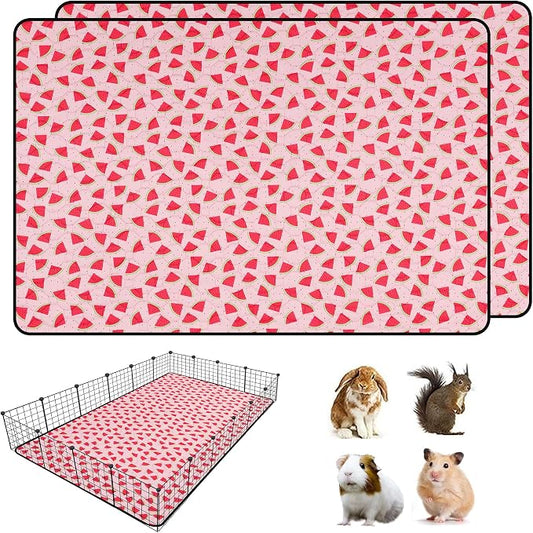 2 PCS Guinea Pig Cage Liner, Reusable Waterproof Guinea Pig Liner, Washable Small Animals Bedding, Super Absorbent Pet Pee Pads Guinea Pig Mats, Rabbit Mats for Cages (48 * 72 inch)