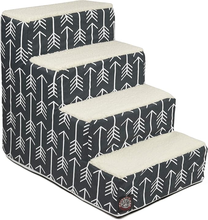 Majestic Pet Portable Pet Stairs | Soft Sherpa Steps Foam Feeling | Steps for Dogs & Cats | Dog & Cat Ramp | Perfect for Bed & Sofa | Indoor Only | Max Weight: up to 250 Lbs, 4 Step, Arrow Navy Blue