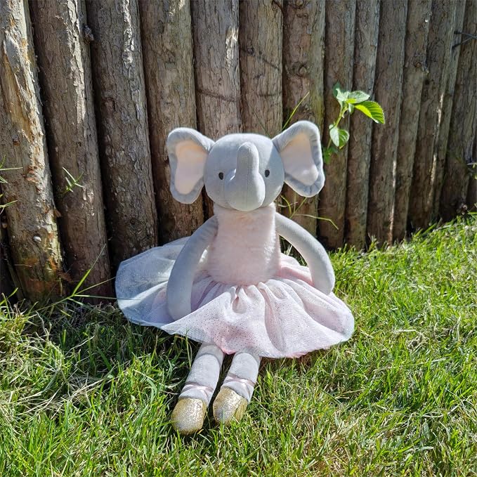 Princess Elephant Stuffed Animals,15.7" Pink Stuffed Elephant Plush with Skirt and Crown,Cute Doll for Girls