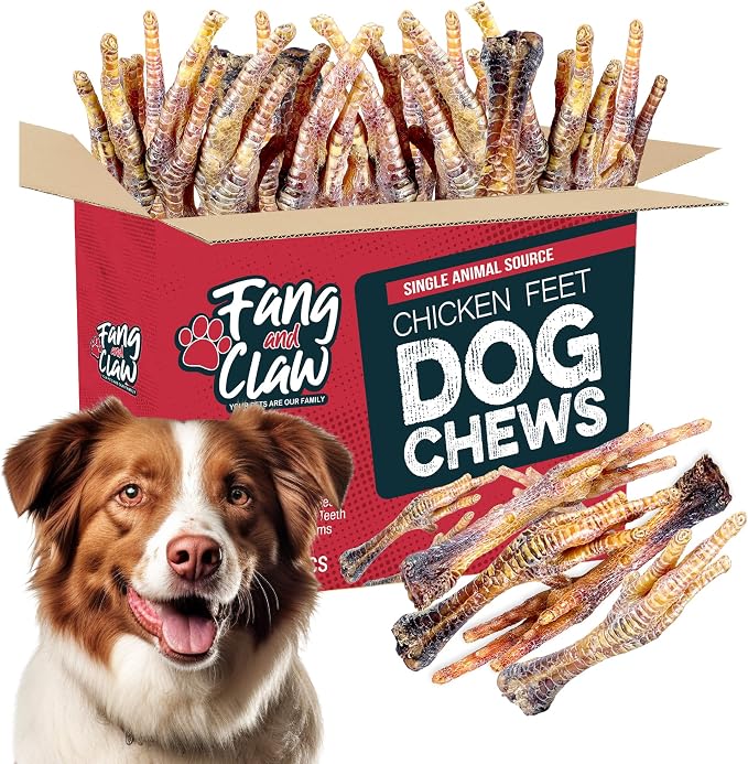 Nail-Free Chicken Feet for Dogs, 75 Count Bulk Pack — Single-Ingredient Air-Dried Dog Chews, Glucosamine and Chondroitin Joint Support, Grain-Free Natural Treat for Hip Health