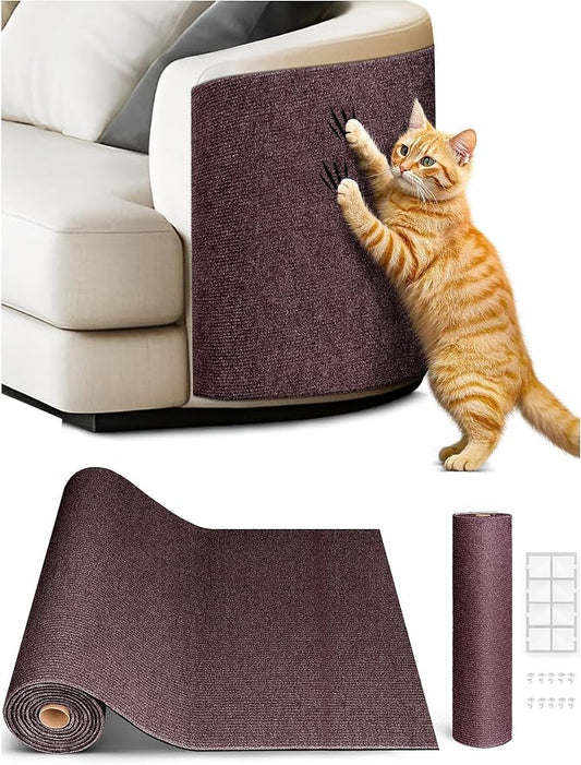 78.7"x15.8" Cat Scratch Furniture Protector with Clear Twist Pins - Brown | Less claw damage, easier scratch-zone setup, worn post refresh, cleaner couch corners, softer look for cat homes