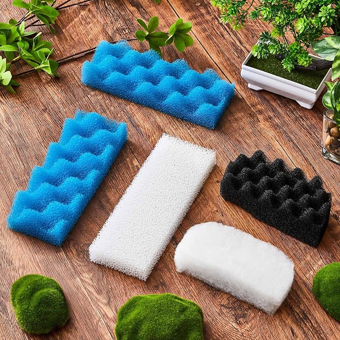 Threlaco 18 Pcs Compatible with Fluval 206/207 Aquarium Filters Sponge Set, Including Foam Pad, Water Polishing Pad, Foam Max, for Replacement Filter Media