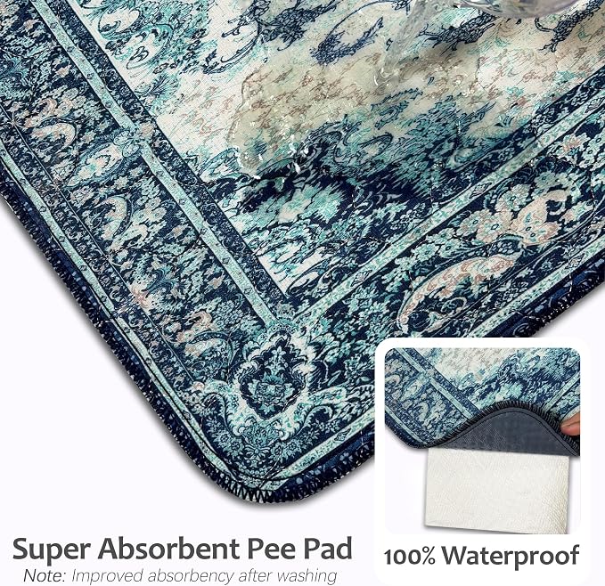 Washable Pee Pads for Dogs, Reusable Puppy Potty Training Pads, Ultra-Absorbent Thick Waterproof Leak-Proof Non-Slip Pads & Mat for Crate, Playpen, Floor, Whelping & Housebreaking , 2 Pack 36"x72"