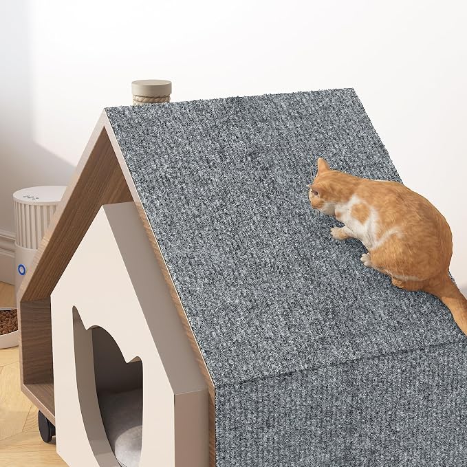 Yenhome 15.7"X80" Self-Adhesive Cat Scratch Mat for Covering Pad Post Cat Scratch Furniture Protectors from Cats Scratching Grey White Anti Scratch Furniture Protector for Couch, Sofa, Wall & Door