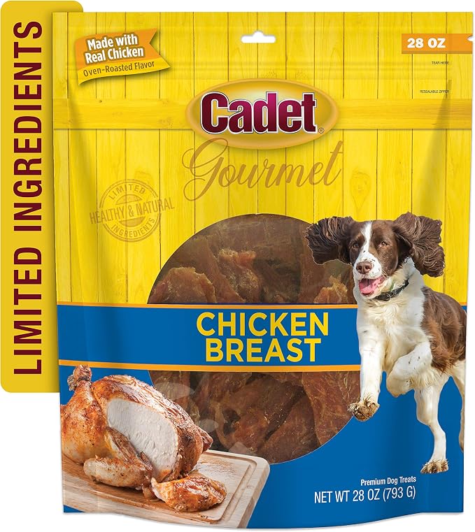 Cadet Gourmet Chicken Jerky Dog Treats For Training - Healthy & Natural Dog Training Treats for Small & Large Breeds - Inspected & Tested in USA (28 oz.)