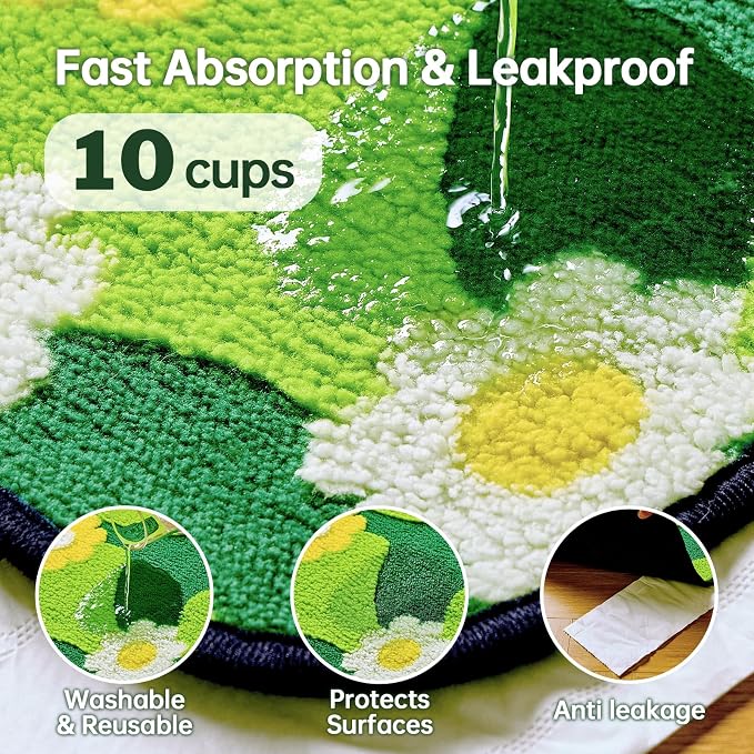 Qeils Reusable Puppy Pads for Small Dogs, Washable Pee Pads with Non-Slip , Absorbent Leakproof Mat for Crates, Playpens, Pet Beds & Whelping, Indoor Potty Training Grass Green, 22"x22", 2 Pack