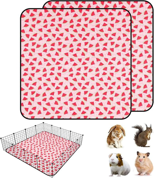 2 PCS Guinea Pig Cage Liner, Reusable Waterproof Guinea Pig Liner, Washable Small Animals Bedding, Super Absorbent Pet Pee Pads Guinea Pig Mats, Rabbit Mats for Cages (48 * 48 inch)