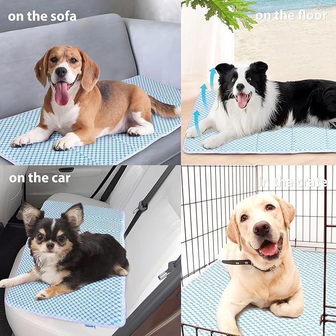 Dog Cooling Mat for Large Dogs – 41"x27" Orthopedic Memory Foam Pad for Summer, Hot Weather & Joint Relief | Washable, Non-Slip Crate Mat for Senior Dogs, Travel & Home (Blue)