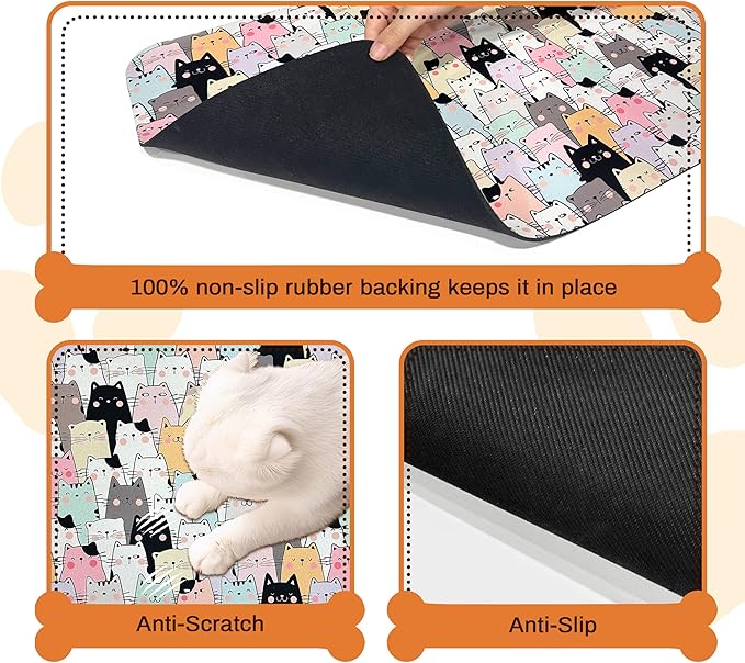 Pet Feeding Mat for Floors Cat Food Mat Waterproof Dog Food Mat and Water Absorbent Quick Dry Non Slip Mat for Cat Bowls
