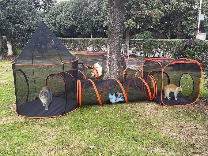 6 in 1 Cat Enclosure Cat Tunnel for Outside Rabbit and Small Animals Tent with Carry Bag