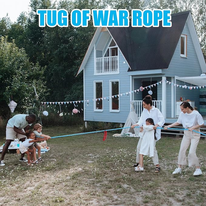60FT Tug of War Rope,Tug a War,Tug of War Rope Adult with 10 Medals,2 Flags,Whistle,2 Hooks,Demarcation,Ribbon and Storage Bag,Outdoor Backyard Game,Team Game
