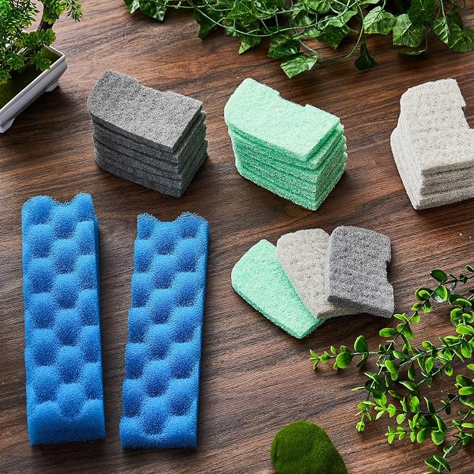 Threlaco 20 Pcs Aquarium Filters Replacement Filter Media Kits Compatible with Fluval 406/407, Including 2 Biological Foams, 6 Ammonia / 6 Phosphate / 6 Nitrite Remover