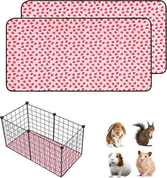 2 PCS Guinea Pig Cage Liner, Reusable Waterproof Guinea Pig Liner, Washable Small Animals Bedding, Super Absorbent Pet Pee Pads Guinea Pig Mats, Rabbit Mats for Cages (12 * 24 inch)