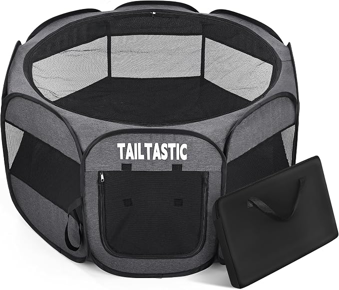 Large Cat Playpen for Multiple Cats, Extra Spacious Pet Tent Playground, Portable Dog Exercise Pen with Room for Toys & Bed, Indoor/Outdoor Enclosure for 2-3 Pets (Dark Grey, Large)