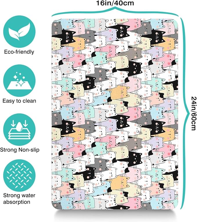 Pet Feeding Mat for Floors Waterproof Dog Mat for Food and Water Absorbent Quick Dry Non Slip mat for Cat Bowls
