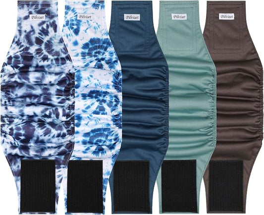 5 Pack Dog Diapers Male Reusable, Belly Bands for Male Dogs, High Absorbing Dog Pee Wraps for Doggie in Incontinence and Training Tiedye XL