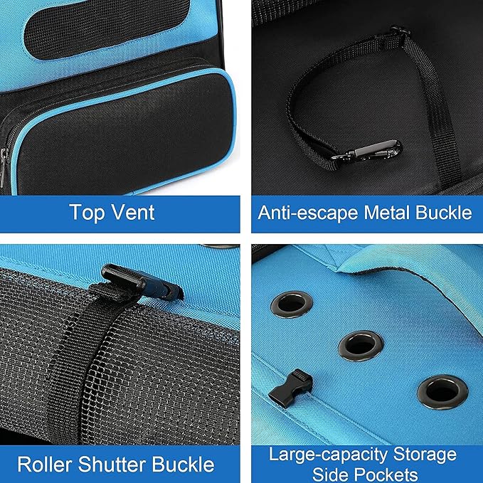 Pet Trolley Backpack,Cat Carrier with Wheels,Dog Rucksack Bag Pet Stroller,Multi-Function Rolling Carrier with Adjustable Height, Cats,Puppies Travel Bag Luggage Box with Telescopic Handle