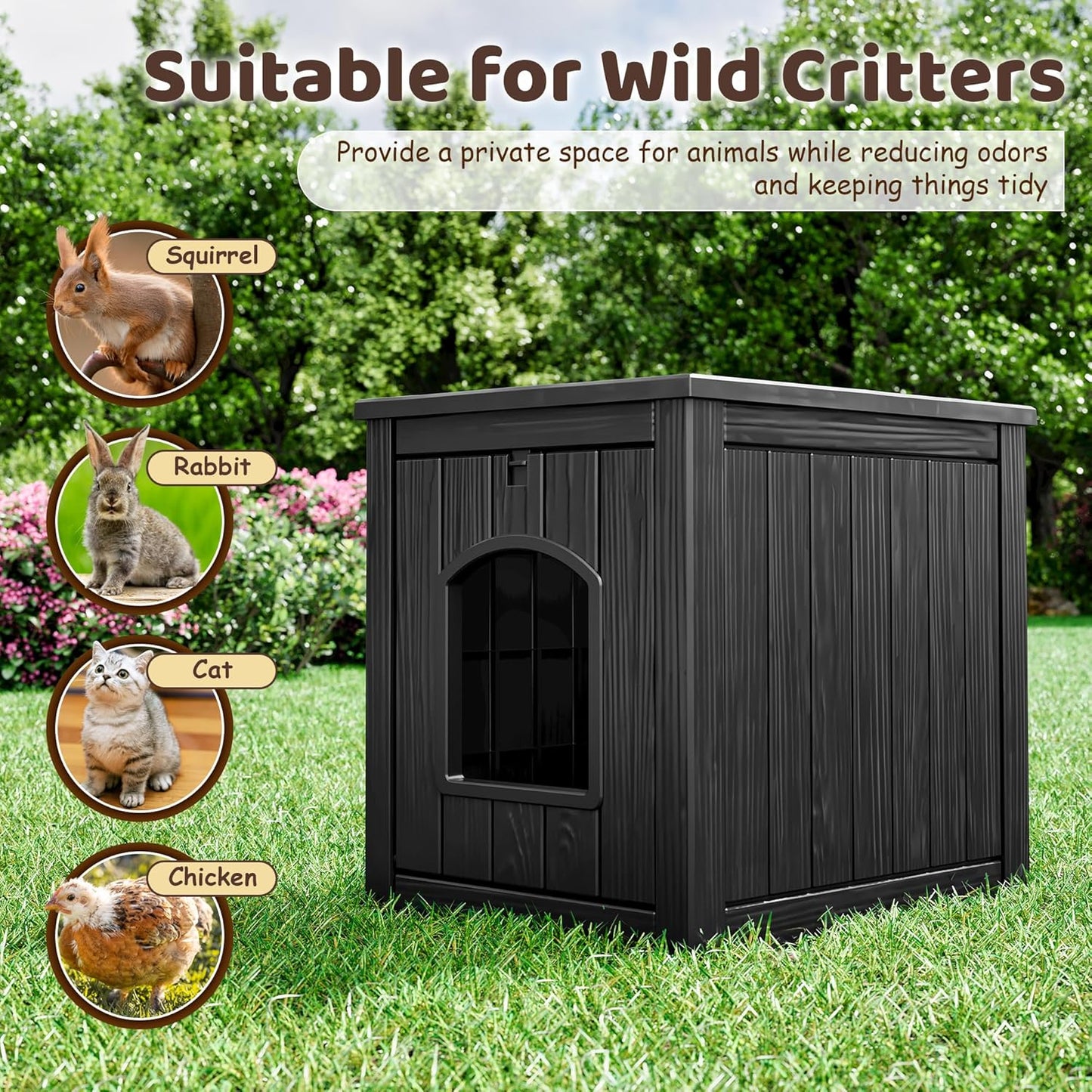 Outdoor & Indoor Dog House for Weatherproof and Stylish Furniture, Insulated Dog House Outdoor, Multi - Use for Small and Medium Dogs (Black, 22.8" L × 17.7" W × 21.7" H)
