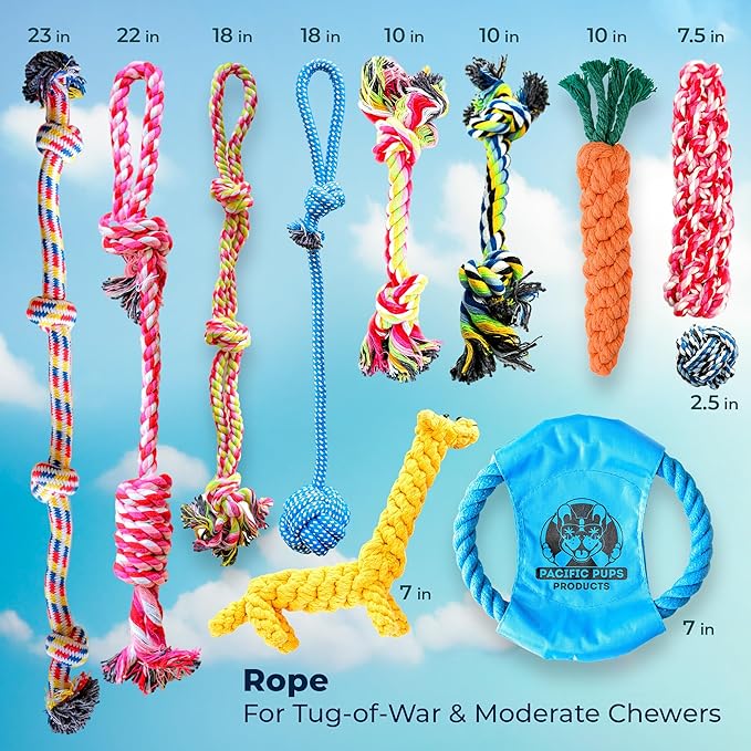 Pacific Pups Puppy Teething Toys -11 Pack Puppy Chew Toys for Teething - Multipack Chew Toys for Puppies 0-6 Months