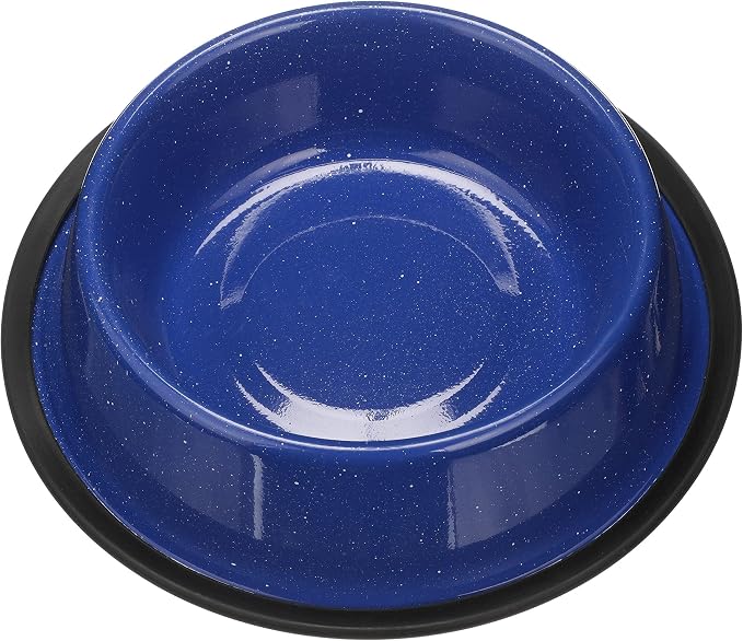 Neater Pet Brands Outdoor Camping Style Pet Bowl - No-Tip Non-Skid Water or Food Bowl for Cats & Dogs (32 oz., Blue) with Neater Mat Waterproof Silicone Bowls Mat