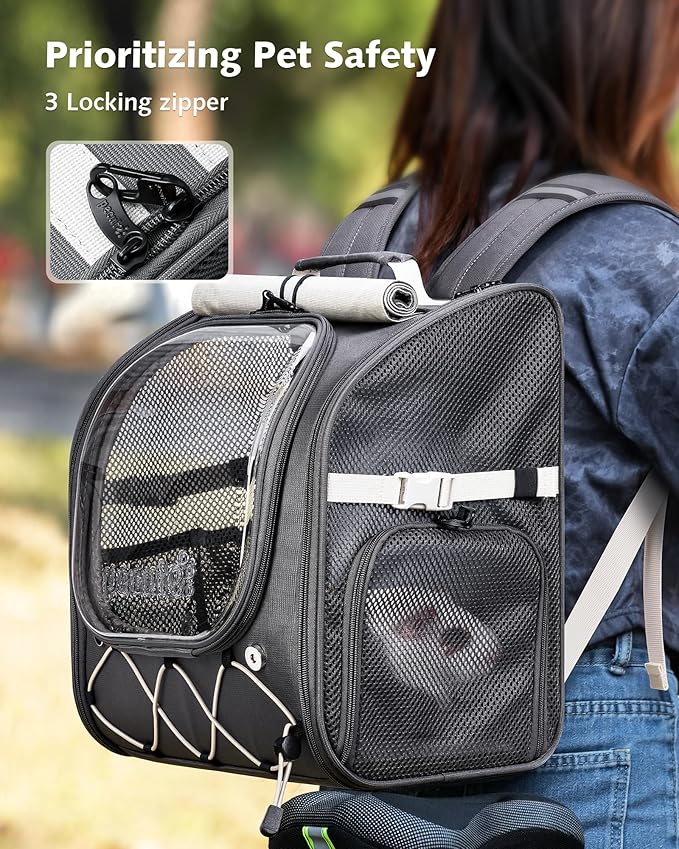 Pecute Small Pet Carrier, Breathable Bearded Dragon Carrier, with Transparent Bubble & Steel Frame, Safety Lock for Hamster, Rabbit, Guinea Pig, Parrot, Kitten, Puppy, Ideal for Travel/Vet Visits/Camp