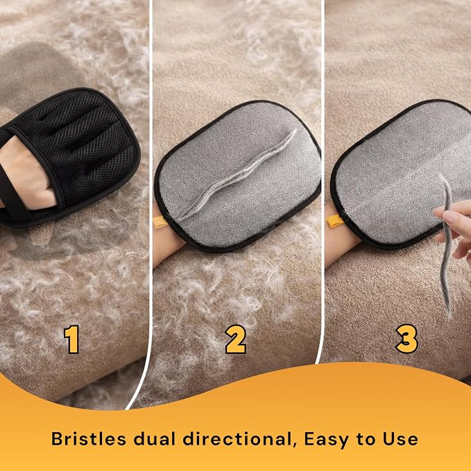 Wolfster Pet Hair & Fur Removal Glove for Cats & Dogs - Five-Finger Electrostatic Reusable Pet Hair Remover Mitt for Couch, Sofa, Carpet, Car Seat, Bedding & Clothing, Lint Roller Alternative