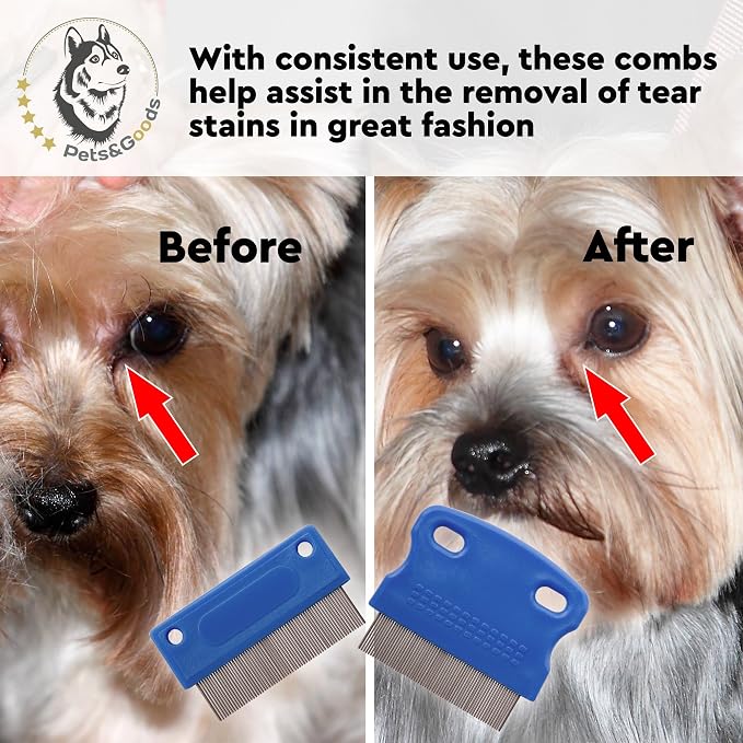 Pets&Goods Dog Grooming Combs & Rope Toy Bundle - Gentle Tear Stain Remover and 9-Pack Durable Chew Toys for Puppies & Small Dogs