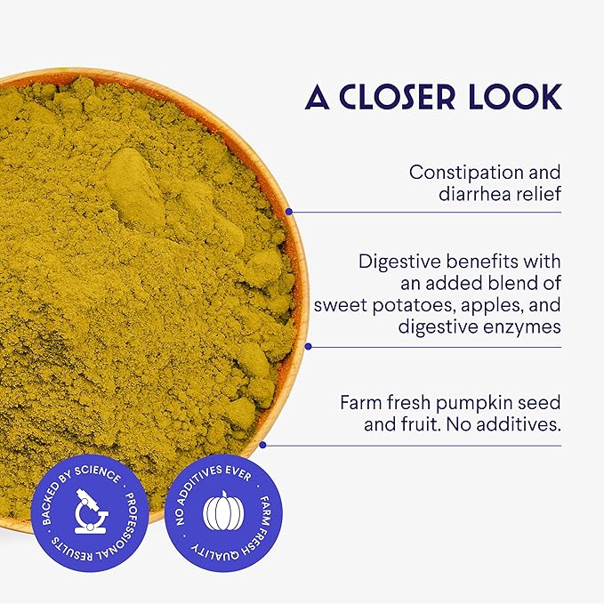 Pumpkin Powder Plus Probiotic Superhero - for Dog’s Gut Health, Digestion, Immune Support, Vitality & Overall Health – Pumpkin Powder 60 Scoops - Probiotic 90 Chews