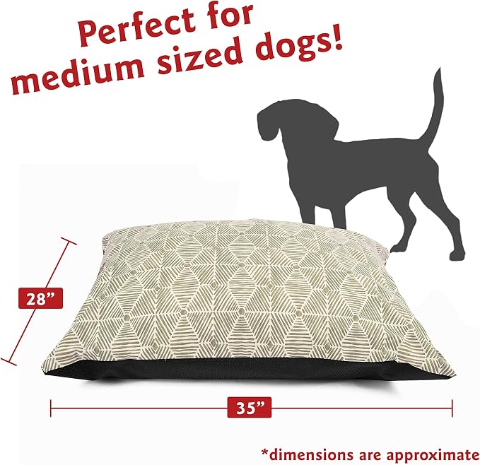 Majestic Pet Rectangle Medium Dog Bed Washable – Non Slip Comfy Pet Bed – Dog Crate Bed Super Value Pillow Dog Bed – Dog Kennel Bed for Sleeping - Dog Bed Medium Breed 35 x 28 Inch – Charlie Beige