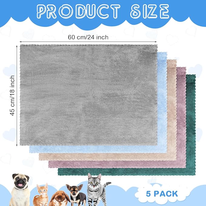 SmoothNovelty 5 Pcs Waterproof Guinea Pig Blankets Washable Small Animal Pee Pad Pet Blanket Sleep Bedding Mats Absorbent Guinea Pig Cage Liner Reusable Pet Sleep Pad(Soft Color,18" X 24",Classic)