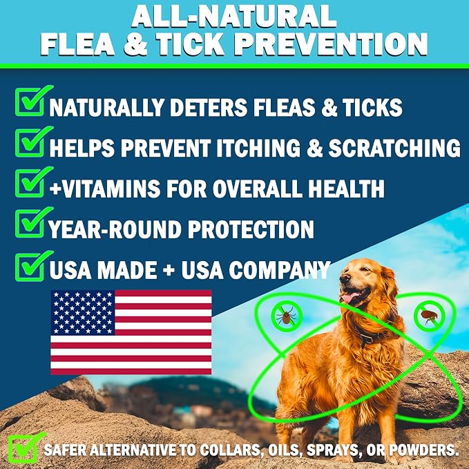 Texas Pet Company Flea and Tick Prevention for Dogs Chewables - Natural Dog Fleas & Ticks Treatment Chewable Supplement - Oral Pills - All Breeds & Ages - USA Made 120 Soft Chews Flea Defender