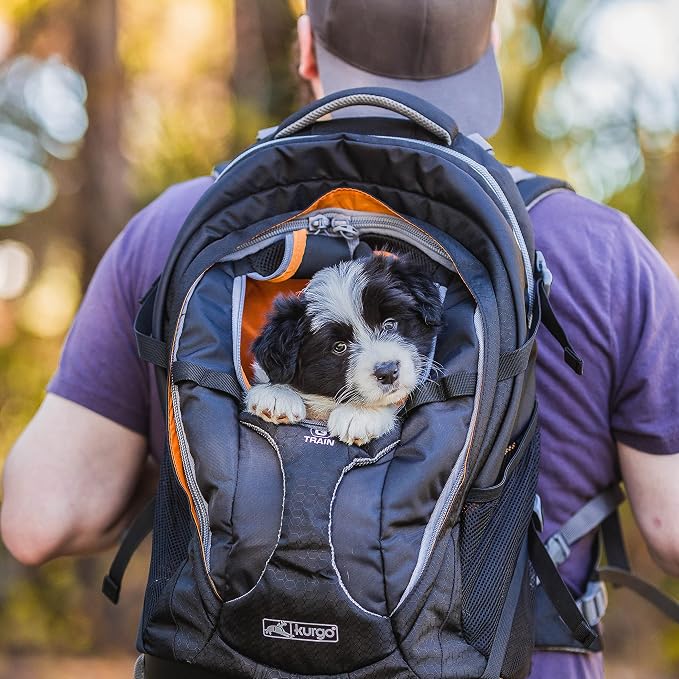 Kurgo G-Train Dog Carrier Backpack - Comfortable Travel Bag for Pets Up to 25 lbs - Waterproof Bottom - Multi-Compartment Pack - Dog Hiking Gear - Rugged Adventure Backpack - Ink Blue