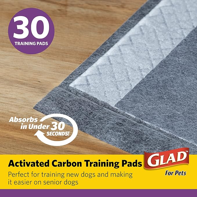 Glad for Pets Charcoal Puppy Pads | Standard (100 Ct) & Extra Large (30 Ct) Pee Pads | Absorbent Disposable Potty Training Pads for Dogs & Puppies with Odor-Neutralizing Technology