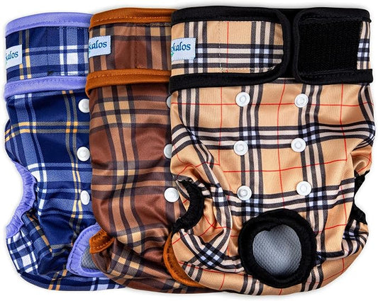 Leekalos Reusable Washable Dog Diapers Female (3 Pack) - Highly Absorbent Doggie Diapers - Size Adjustable Puppy Diapers for Dog Period Panties (Large)