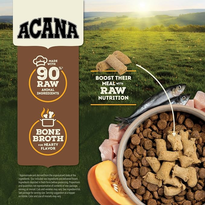 ACANA Grain-Free High Protein Freeze Dried Dog Food & Topper Free-Run Chicken Recipe Morsels 8oz Bag