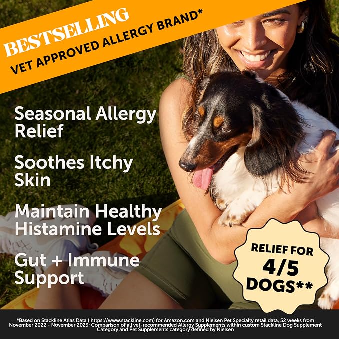 Virtual Bundle Allergy Support for Dogs + Dental Powder for Teeth Cleaning & Plaque Removal, Itch Relief, Skin & Coat Supplement with Salmon Oil & Probiotics