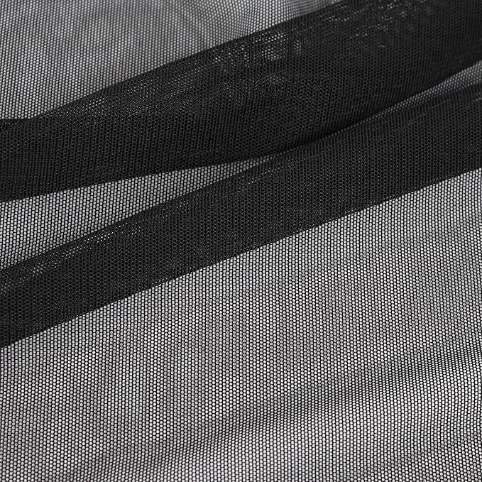Superfine 4-Way Stretch Net Fabric Nylon Spandex Power Mesh, Pre-Cut 5 Yards Long 60" Wide, Lightweight Sheer (Black)