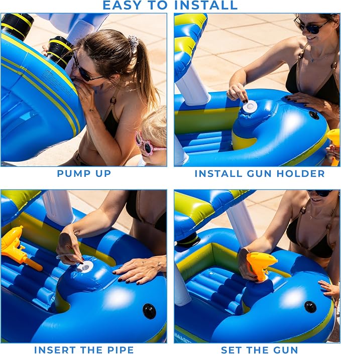 Police Boat Inflatable Pool Floats Kids, Toddler Harbor Master Police Patrol Inflatable Boat Pool Float Ride On, Fun Water Toy Squirter Pool Toy, Police & Fire Rescue Theme Pool Raft for Boys, Girl