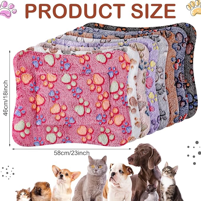 Ripeng 8 Pcs Guinea Pig Bed Mat Fleece Cat Pad Dog Crate Mat for Indoor Warm Reversible Pet Bedding for Small Animal Washable Kennel Crate Pad Cat Carrier(23'' x 18'',Multicolor)