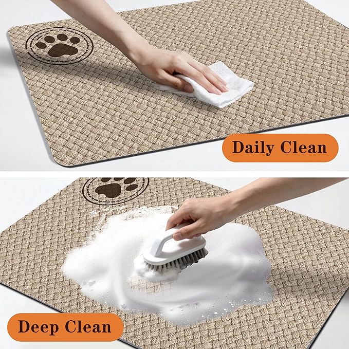 Pet Feeding Mat for Floors Cat Food Mat Waterproof Dog Food Mat and Water Absorbent Quick Dry Non Slip Mat for Cat Bowls
