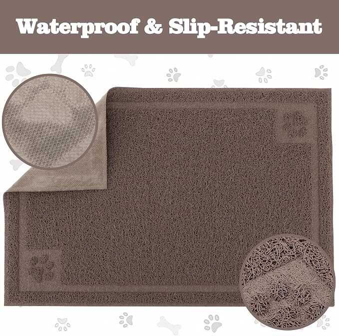 Darkyazi Pet Feeding Mat Large for Dogs and Cats,24"×36" Flexible and Easy to Clean Feeding Mat,Best for Non Slip Waterproof Feeding Mat (Coffee)