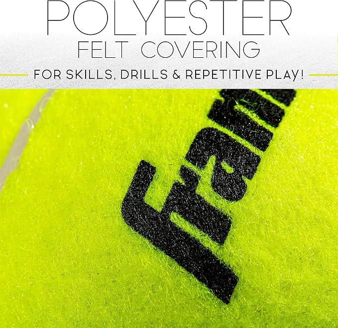 Franklin Sports Pressureless Tennis Balls - Official Size, Low Pressure - Great for Training + Practice - Low Bounce - All Court Surface - Carry Bag Included