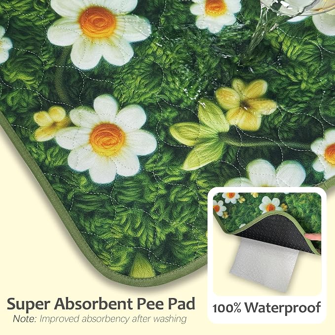 Washable Pee Pads for Dogs, Reusable Puppy Potty Training Pads, Ultra-Absorbent Thick Waterproof Leak-Proof Non-Slip Pads & Mat for Crate, Playpen, Floor, Whelping & Housebreaking , 2 Pack 48"x48"